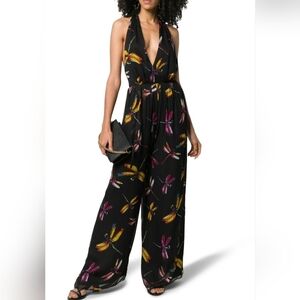 DVF Diane Von Furstenberg Justine Dragonfly Jumpsuit V-neck - Large